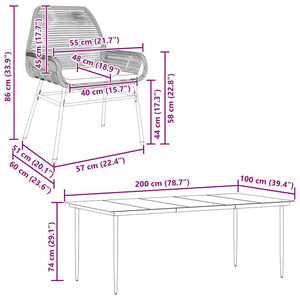 9-teilige Garten Essgruppe Grau Poly Rattan