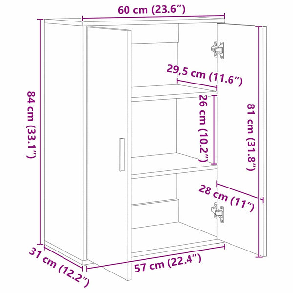 Sideboard 2er-Set Artisan Eiche 60x31x84 cm