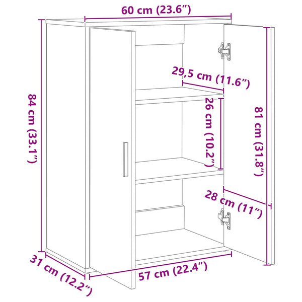 Sideboard 2er-Set Artisan Eiche 60x31x84 cm