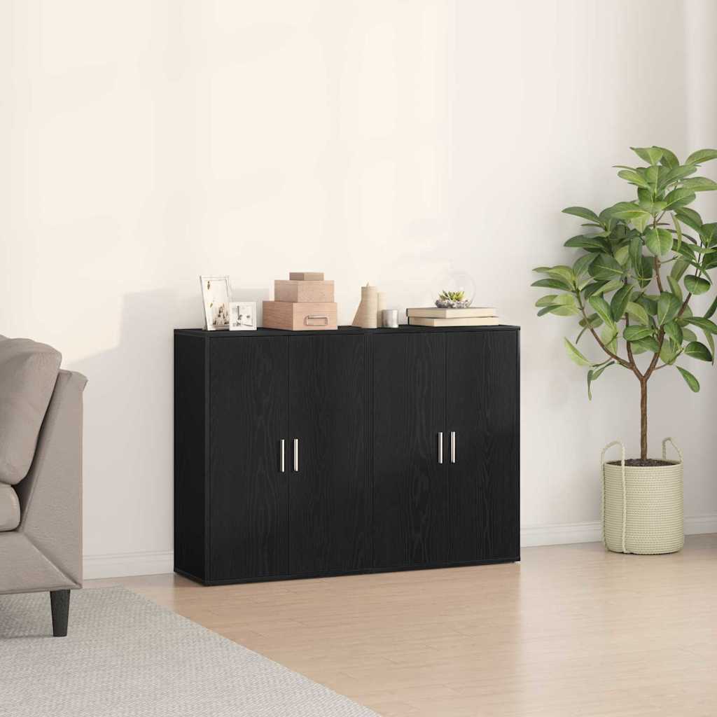 Schwarzes Sideboard Eichen-Optik, 2er-Set