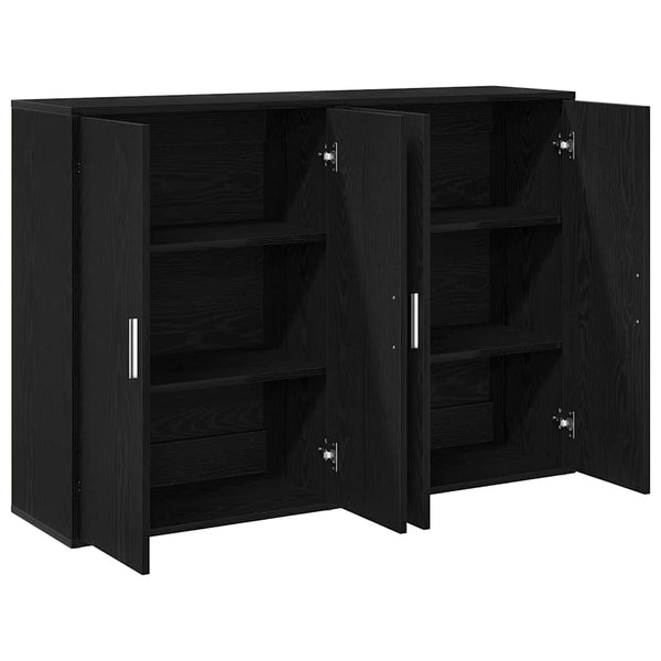 Schwarzes Sideboard Eichen-Optik, 2er-Set