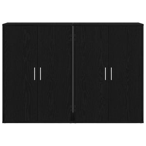 Schwarzes Sideboard Eichen-Optik, 2er-Set