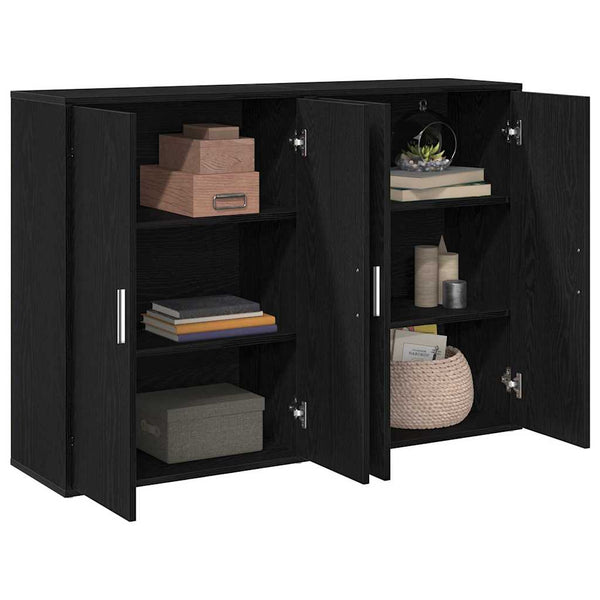 Schwarzes Sideboard Eichen-Optik, 2er-Set