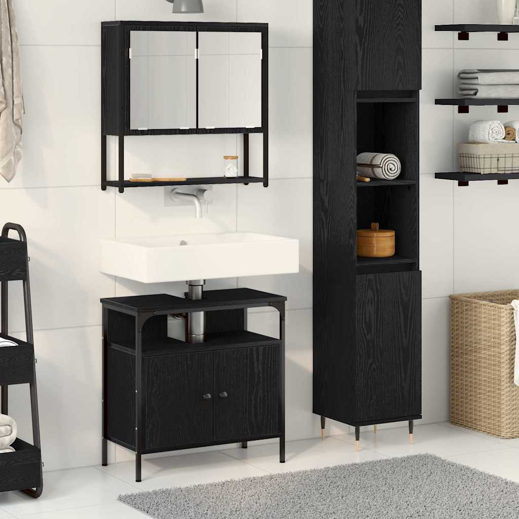 Badezimmermöbel Set mit Regal Schwarz