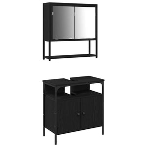 Badezimmermöbel Set mit Regal Schwarz