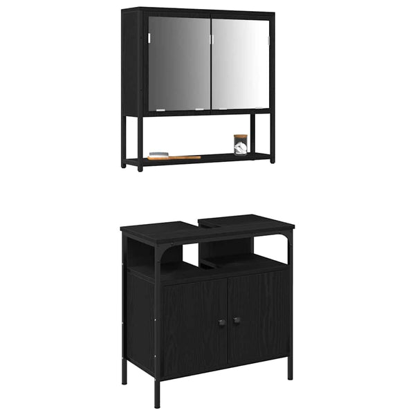 Badezimmermöbel Set mit Regal Schwarz