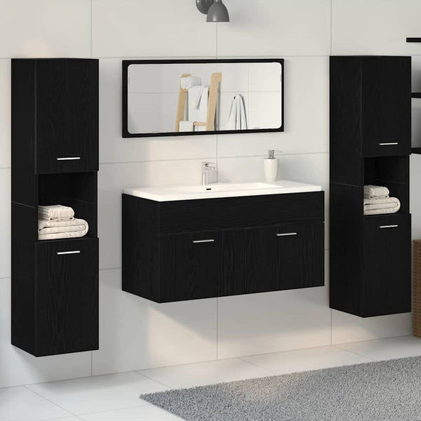 Schwarzes Badmöbel-Set, 4-teilig