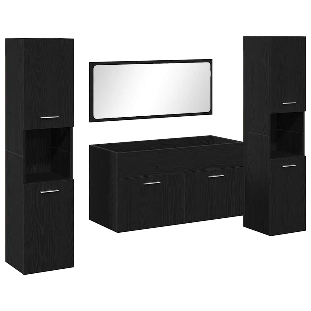 Schwarzes Badmöbel-Set, 4-teilig