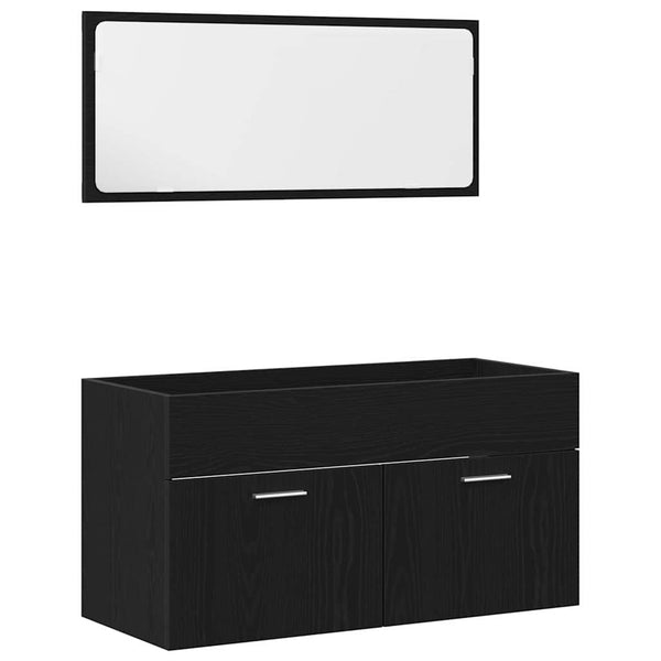 Schwarzes Badmöbel-Set, 4-teilig