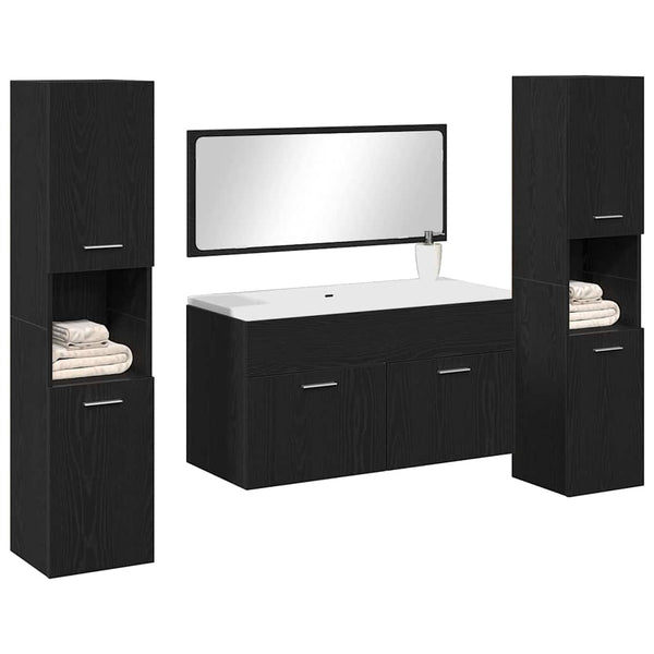 Schwarzes Badmöbel-Set, 4-teilig