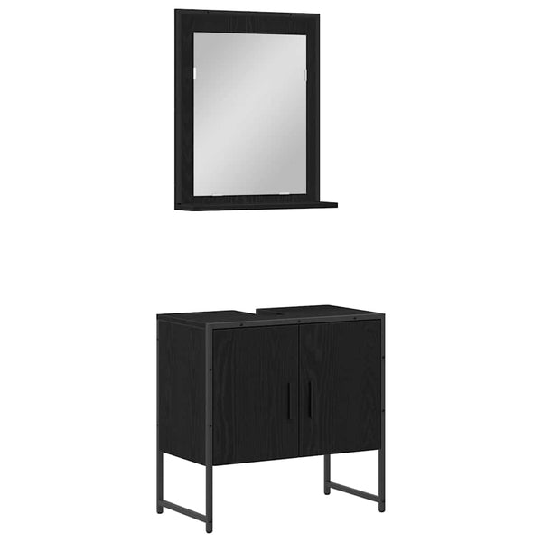 Wandmontiertes Badezimmermöbel-Set Schwarz 2-teilig