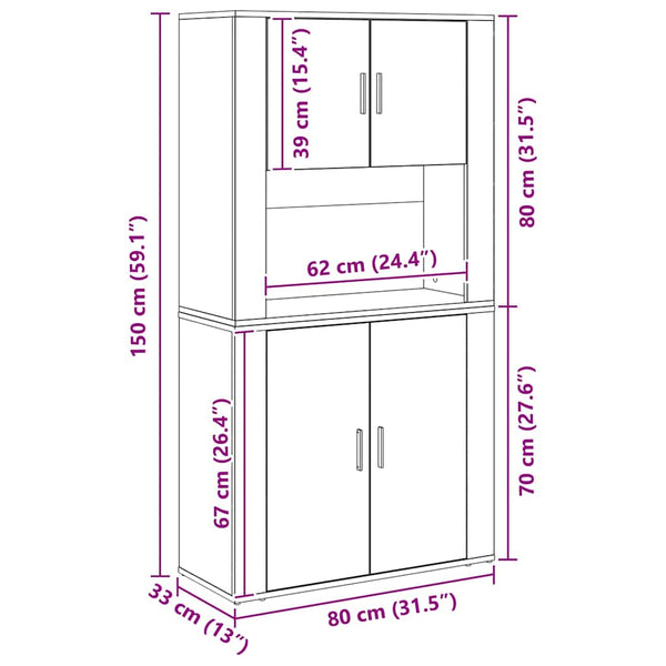 Highboard Altholz 80x33x150cm