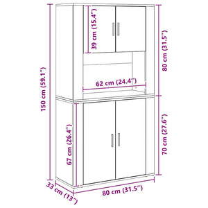 Highboard Artisan Eiche 80x33x150cm