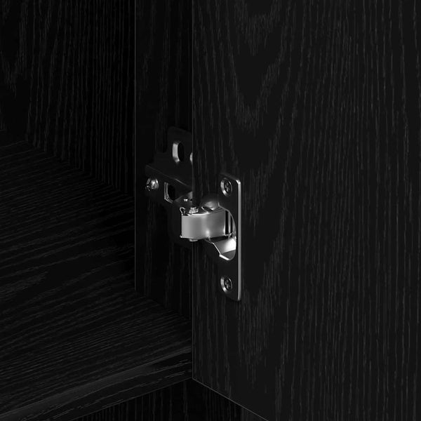 Highboard Schwarz Eichenoptik 80x33x150cm