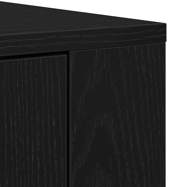 Highboard Schwarz Eichenoptik 80x33x150cm