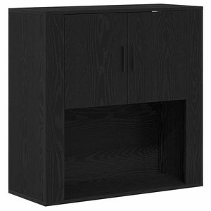 Highboard Schwarz Eichenoptik 80x33x150cm