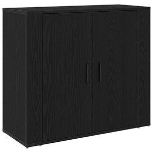 Highboard Schwarz Eichenoptik 80x33x150cm