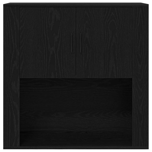 Highboard Schwarz Eichenoptik 80x33x150cm