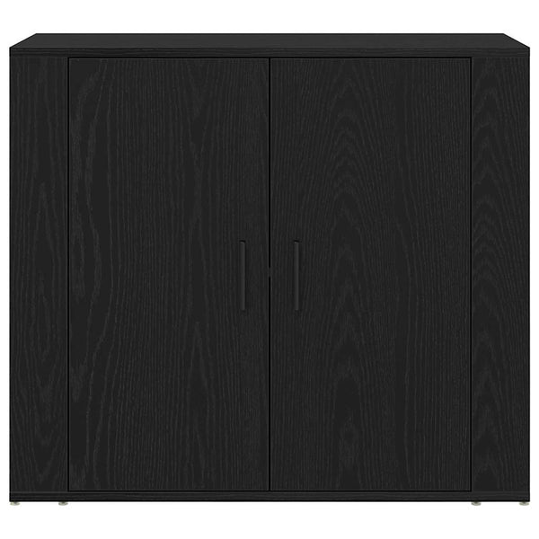 Highboard Schwarz Eichenoptik 80x33x150cm