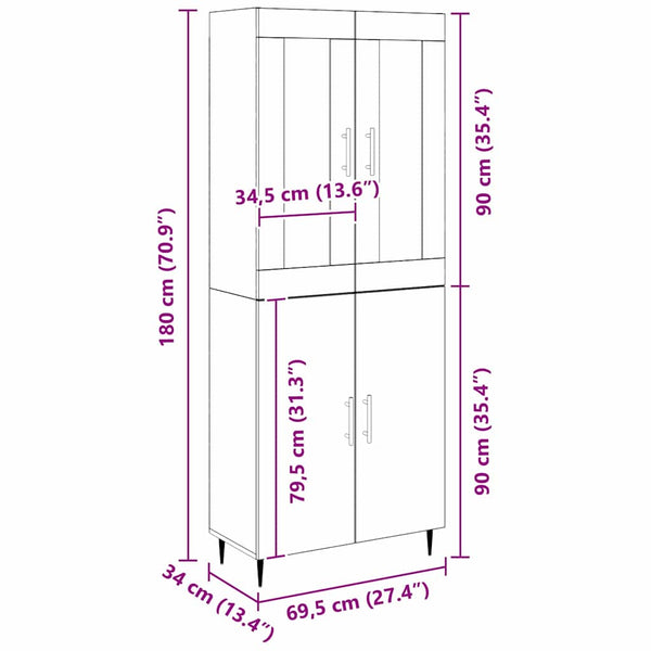 Highboard 2er Set Altholz