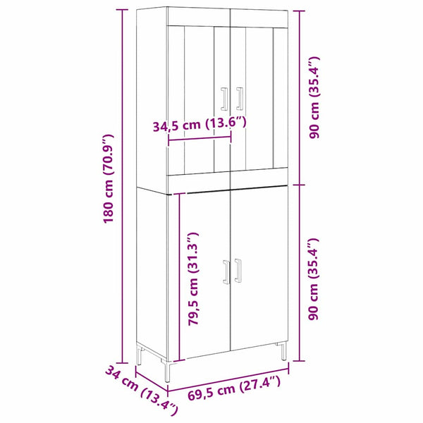 Highboard 2er Set Artisan Eiche
