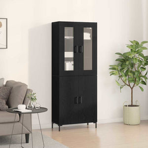 Highboard 2er Set Schwarz Eichenoptik