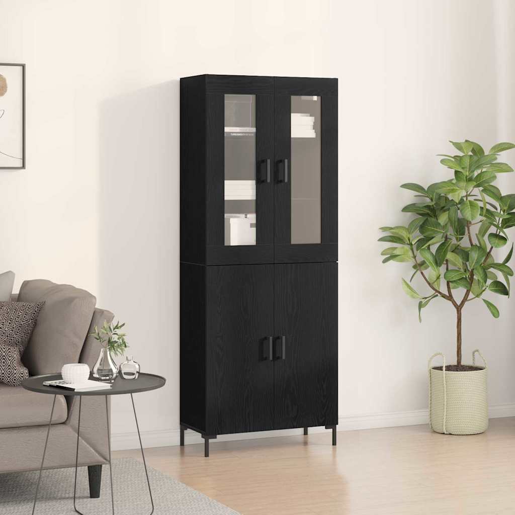 Highboard 2er Set Schwarz Eichenoptik