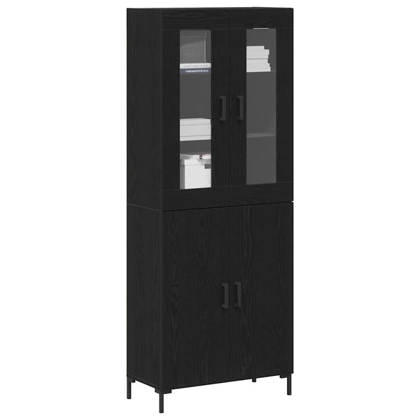 Highboard 2er Set Schwarz Eichenoptik