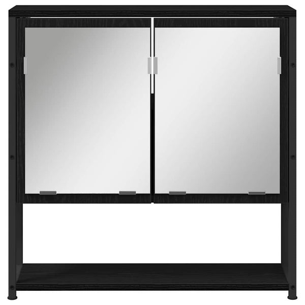 Badezimmermöbel Set Schwarz mit Regal, 3-teilig