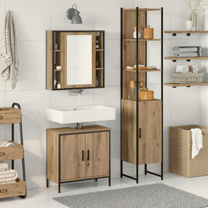 Badezimmer Waschbeckenunterschrank mit Regal Braun