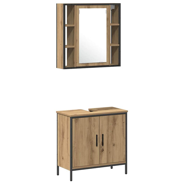 Badezimmer Waschbeckenunterschrank mit Regal Braun