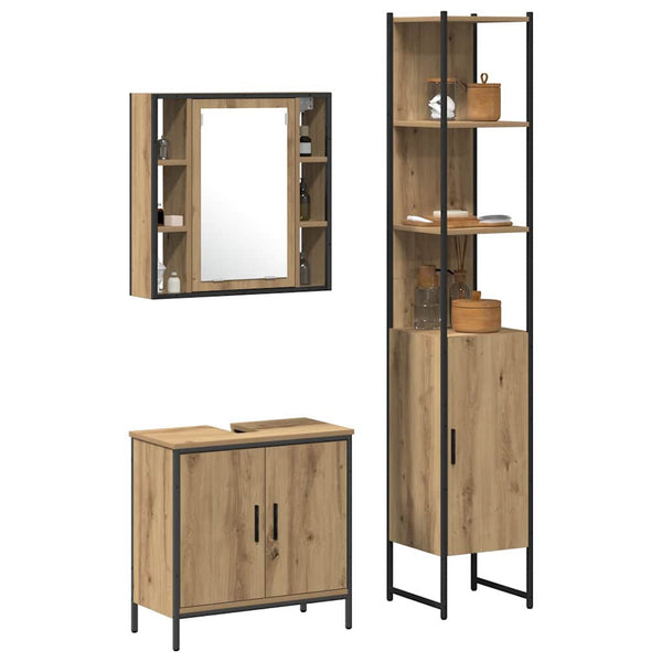 Badezimmer Waschbeckenunterschrank mit Regal Braun