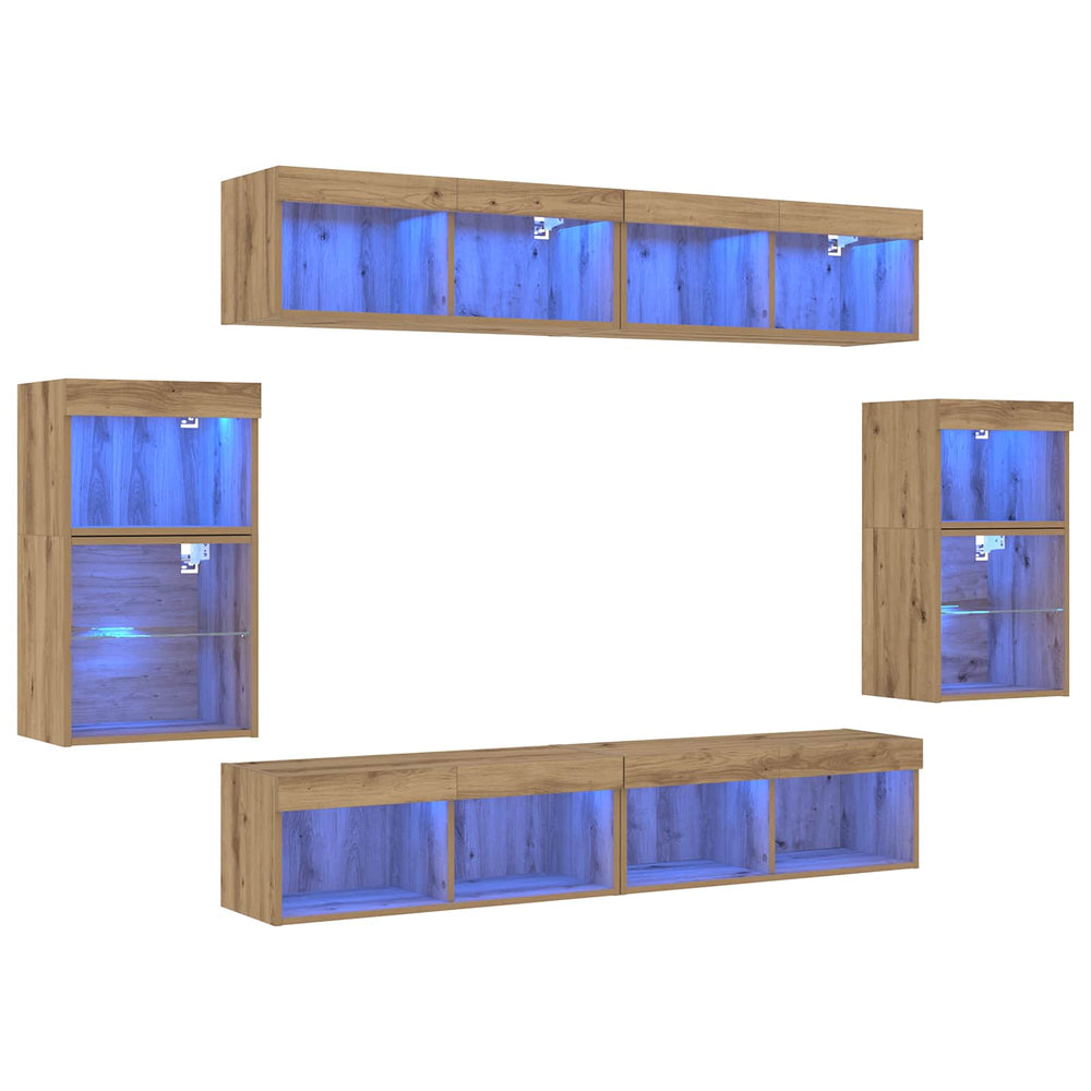 TV-Schrank-Set Wandmontiert Artisan-Eiche 8-teilig