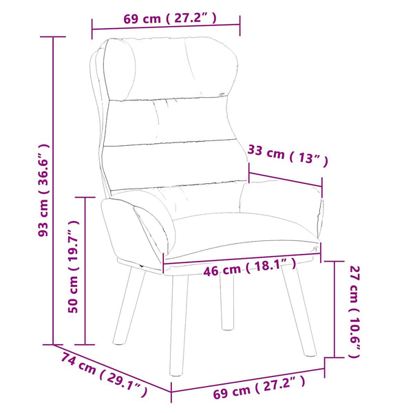 vidaXL Armchair Black 69 x 74 x 93 cm Sherpa Fabric