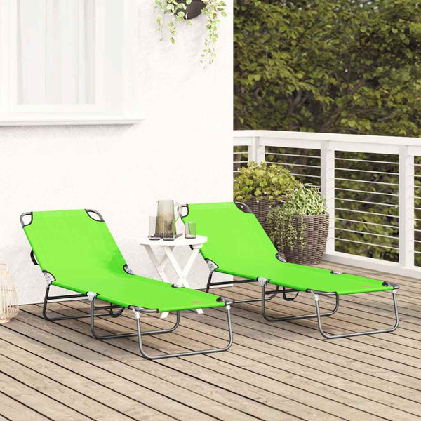 Klappbare Sonnenliege Grün, 2er-Set