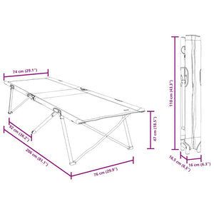 Faltbares Campingbett Grau 206cm