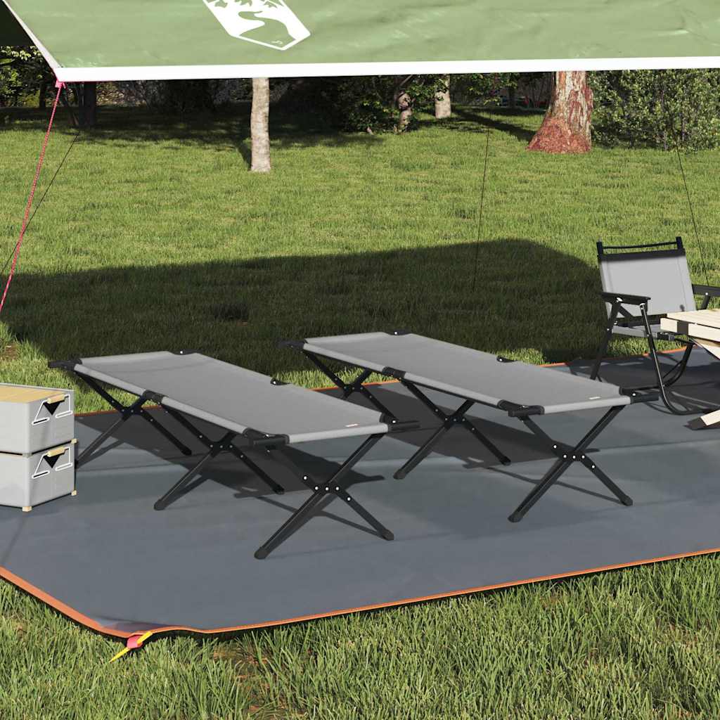 vidaXL Folding Camping Bed 2 pcs Grey 193 x 69 x 45 cm