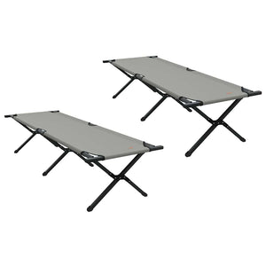 vidaXL Folding Camping Bed 2 pcs Grey 193 x 69 x 45 cm