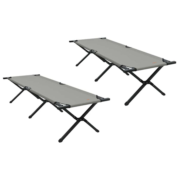 vidaXL Folding Camping Bed 2 pcs Grey 193 x 69 x 45 cm