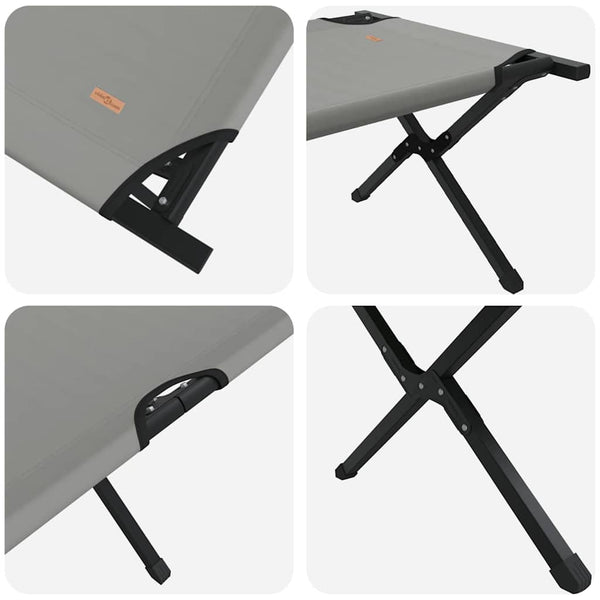 vidaXL Folding Camping Sleeping Bed Grey 210 x 80 x 46 cm