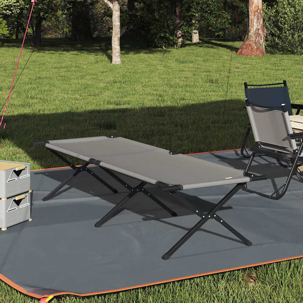 vidaXL Folding Camping Sleeping Bed Grey 210 x 80 x 46 cm