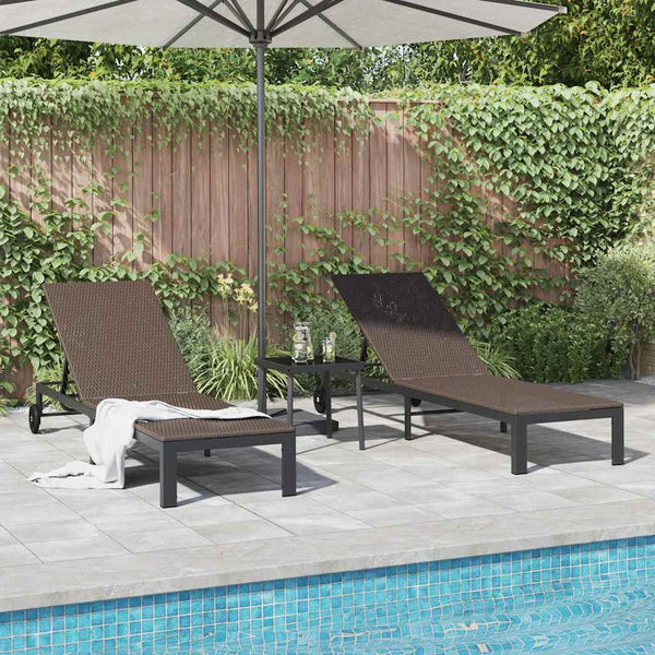 Poly-Rattan Sonnenliege 2-Personen mit Tisch