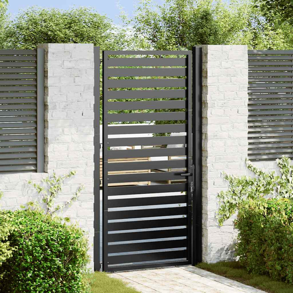 Abschließbares Gartentor Schwarz 100x180 cm Aluminium