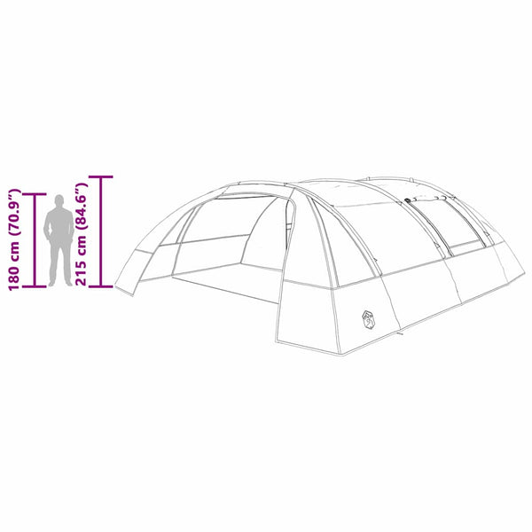 vidaXL Tunnel Tent for 6 People Green and White 700 x 590 x 215 cm