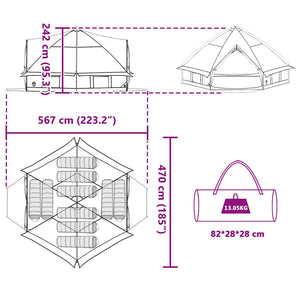 vidaXL Teepee Tent for 10 People Blue and Grey 567 x 470 x 242 cm