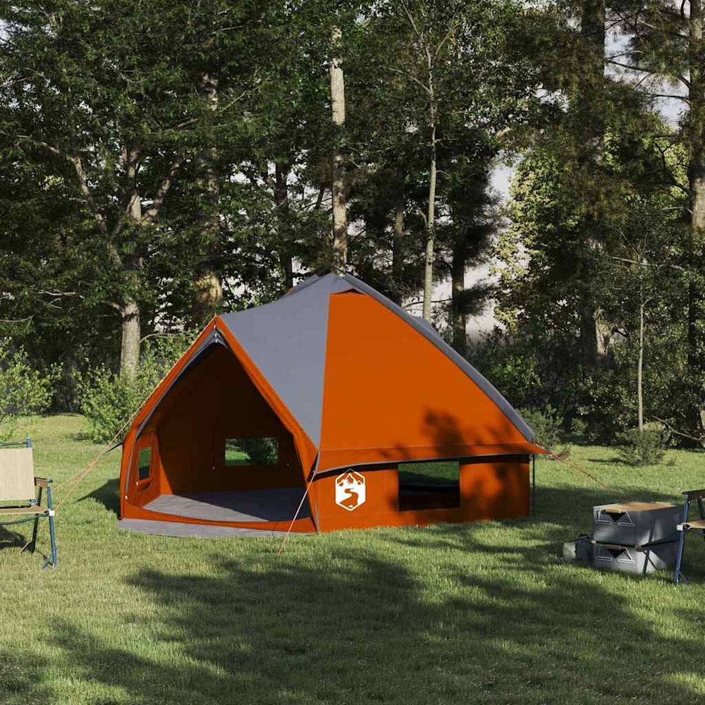 vidaXL 6-Person Teepee Tent Grey and Orange 431 x 366 x 185 cm
