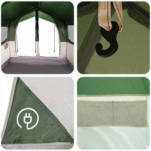 vidaXL Family Tent for 4 People Green and White 324 x 255 x 230 cm