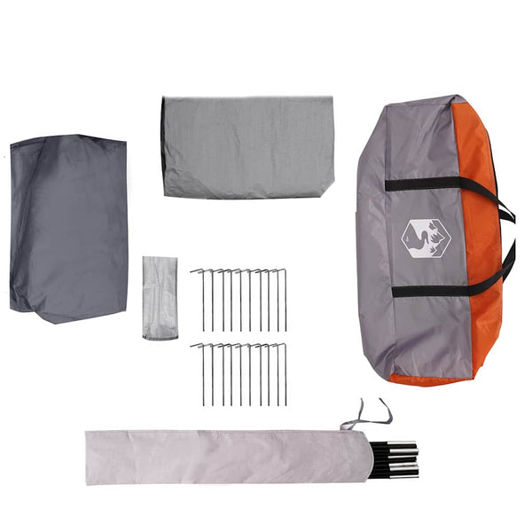 vidaXL Family Tent for 4 People Grey and Orange 324 x 255 x 230 cm