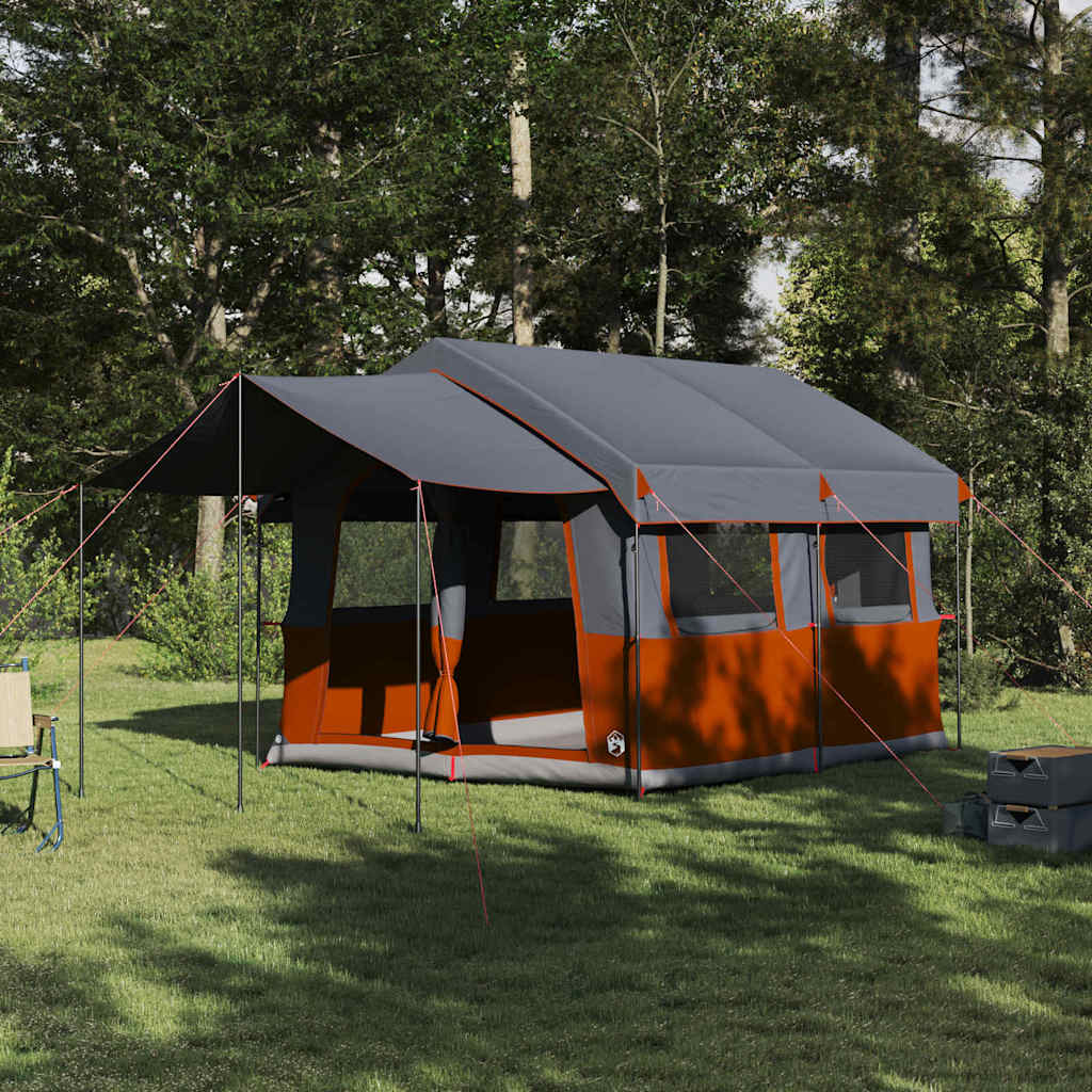 vidaXL Family Tent for 4 People Grey and Orange 324 x 255 x 230 cm