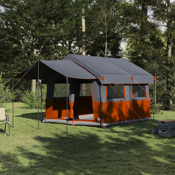 vidaXL Family Tent for 4 People Grey and Orange 324 x 255 x 230 cm